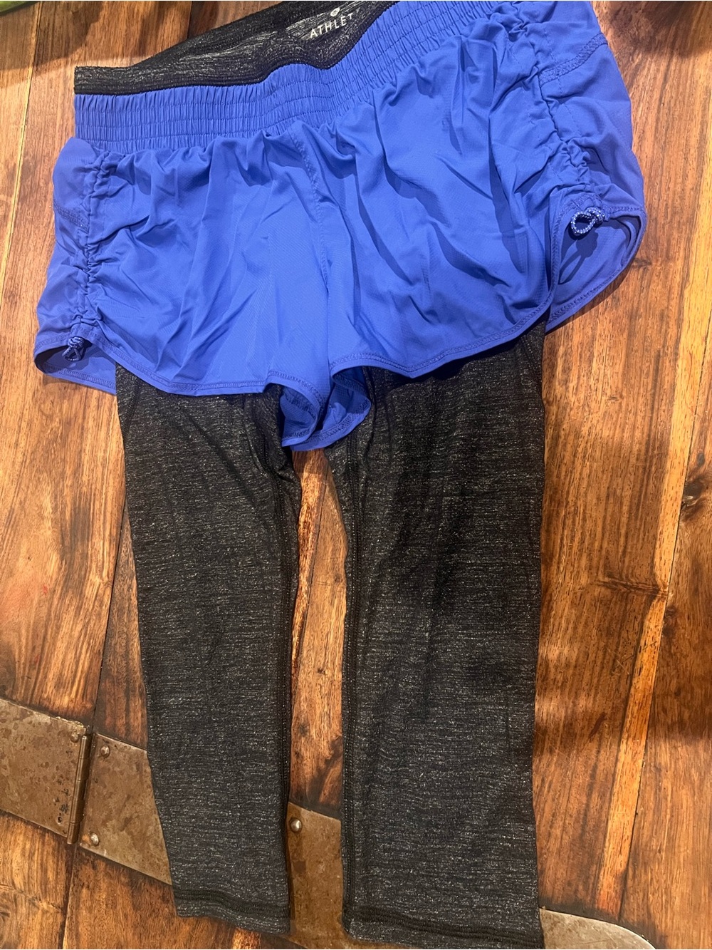 Athleta Royal Blue Skirted Leggings with Black Heathered Pants